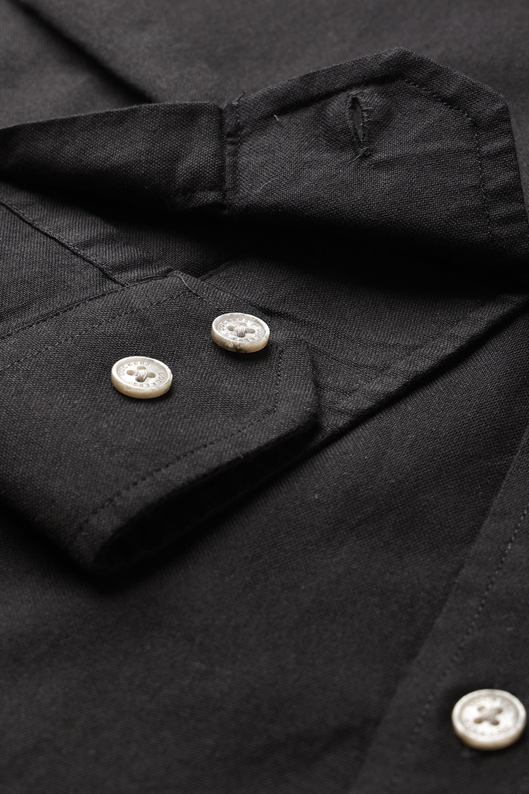 Dockers Men's Black Solid Band Collar Shirt