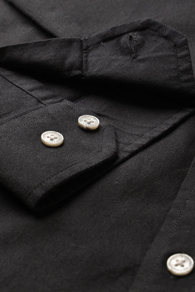 Dockers Men's Black Solid Band Collar Shirt
