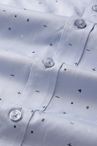 Dockers Men's Blue Geometric Print Spread Collar Full Sleeve Formal Shirt