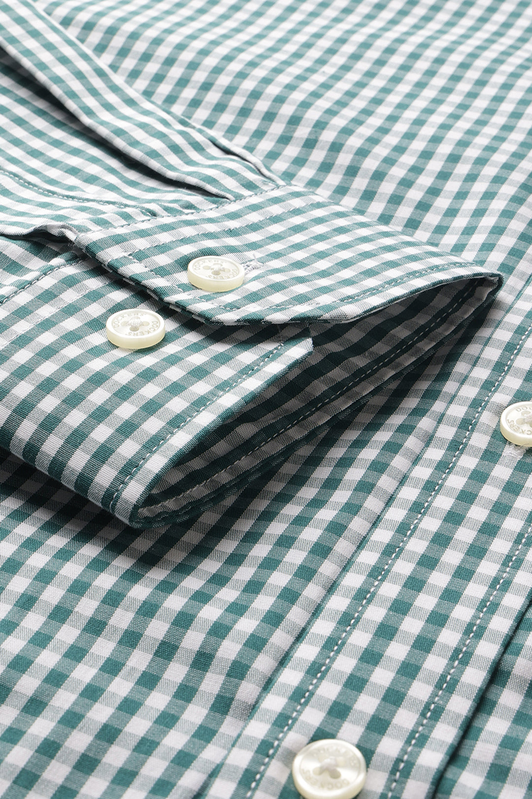 Dockers Men's Green Gingham Check Spread Collar Full Sleeve Shirt