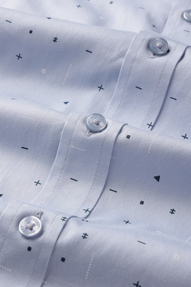 Dockers Men's Blue Geometric Print Spread Collar Full Sleeve Shirt