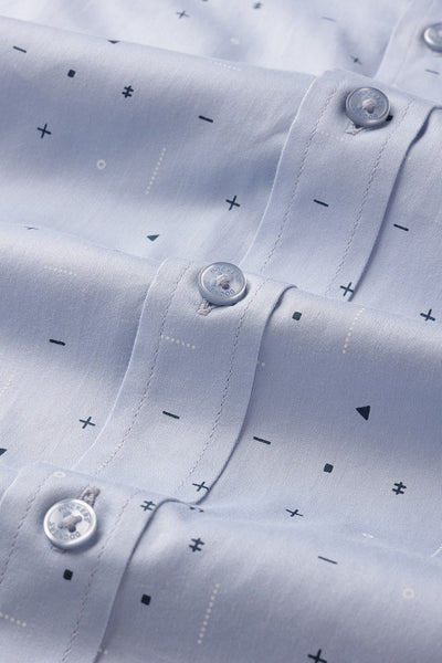 Dockers Men's Blue Geometric Print Spread Collar Full Sleeve Shirt