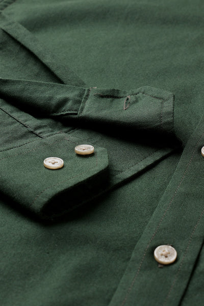 Dockers Men's Green Oxford Band Collar Casual Shirt