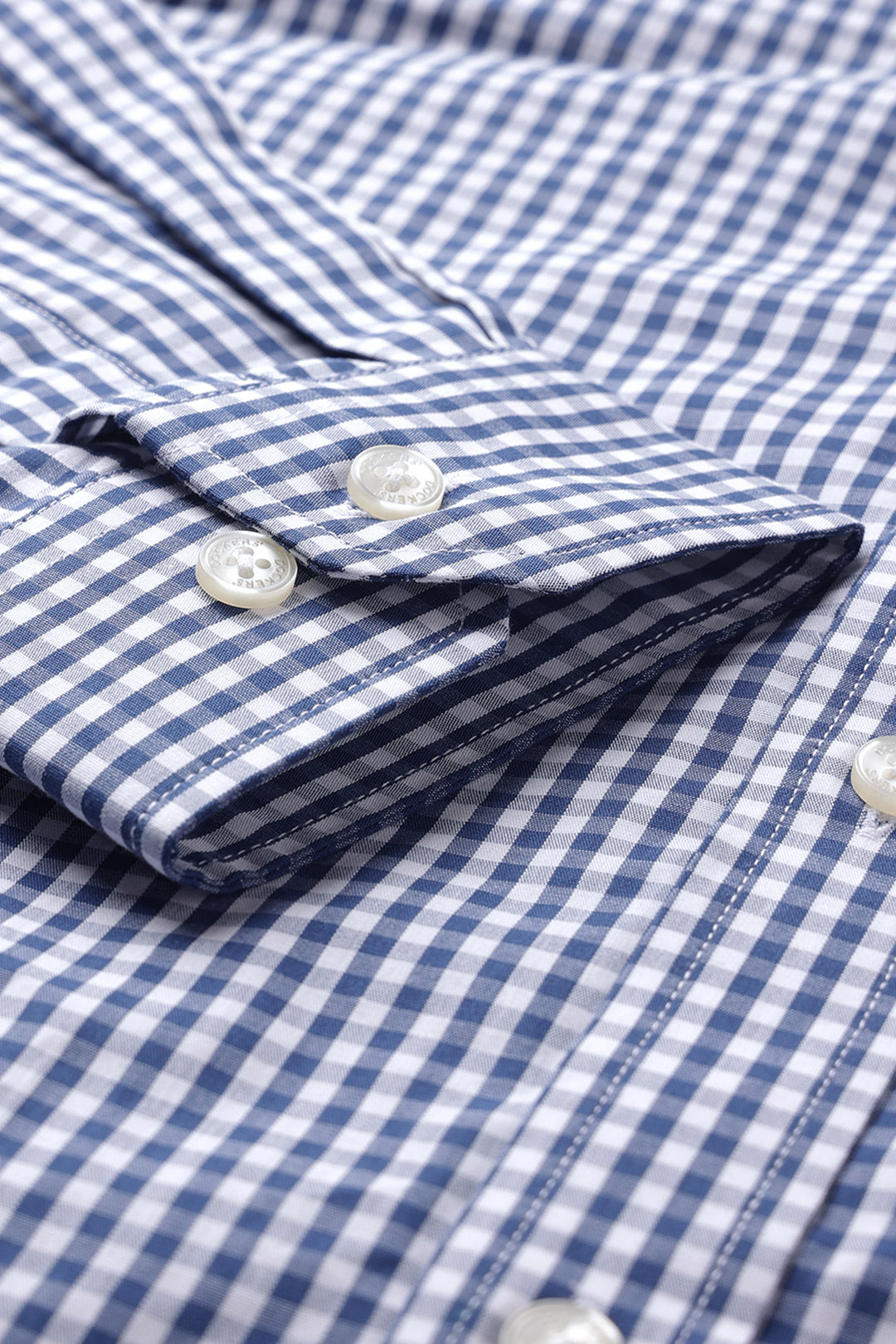 Dockers Men's Navy Blue Gingham Check Spread Collar Full Sleeve Casual Shirt