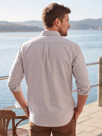 Dockers Men's Beige Oxford Button-Down Full Sleeve Shirt