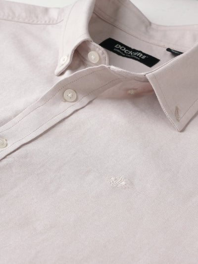 Dockers Men's Beige Oxford Button-Down Full Sleeve Shirt