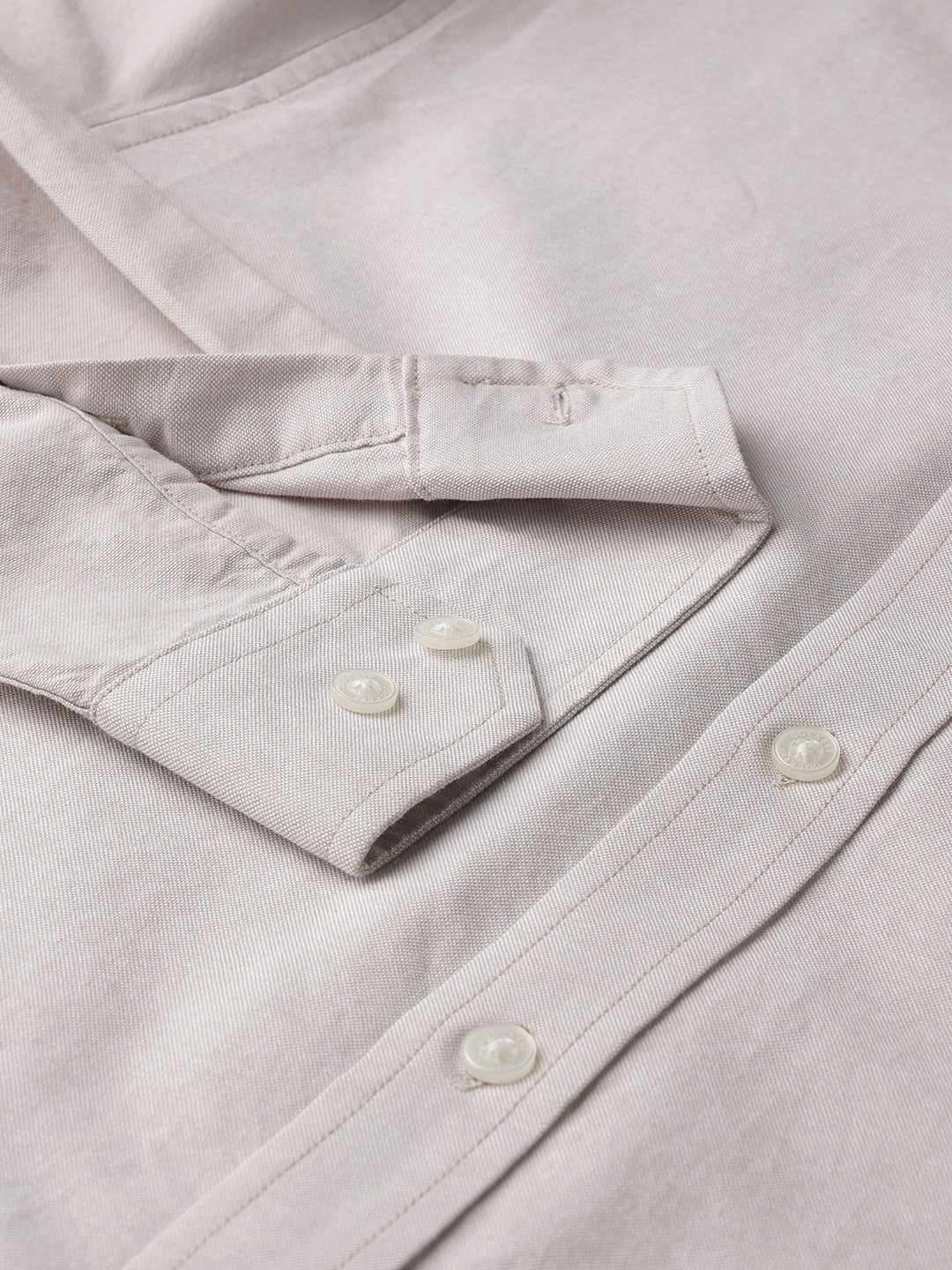 Dockers Men's Beige Oxford Button-Down Full Sleeve Shirt