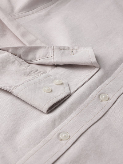 Dockers Men's Beige Oxford Button-Down Full Sleeve Shirt