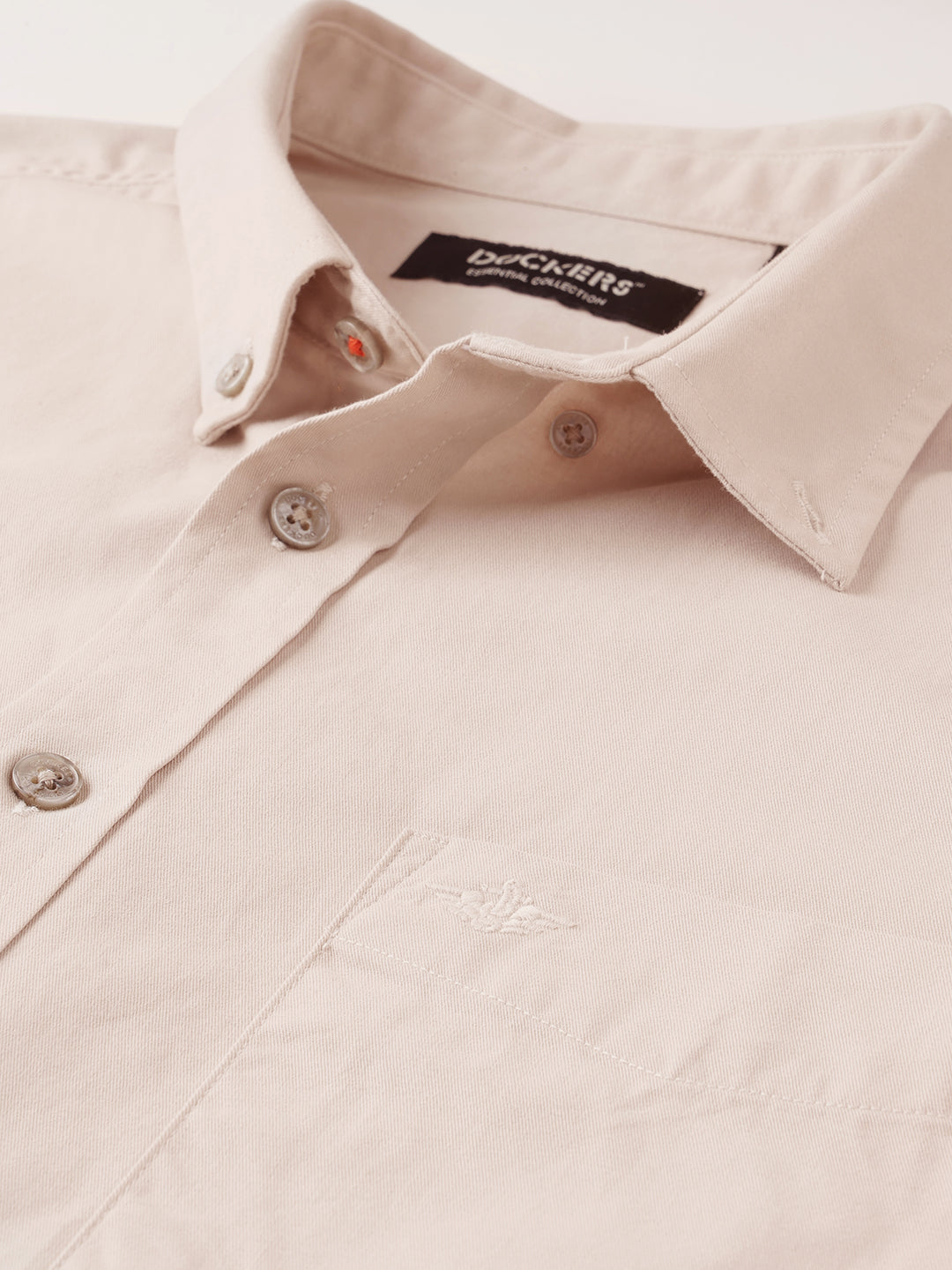 Dockers Men's Beige Oxford Button-Down Half Sleeve Shirt