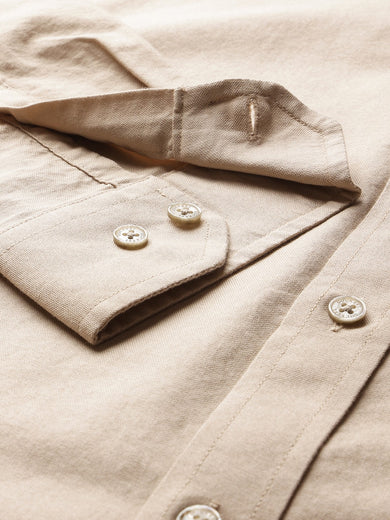 Dockers Men's Beige Oxford Mandarin Collar Shirt