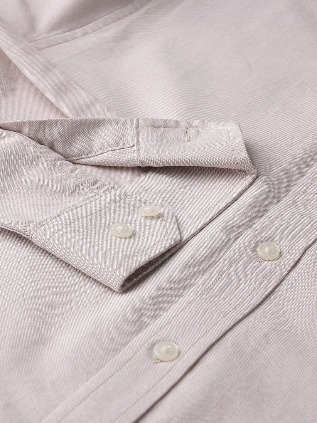 Dockers Men's Beige Oxford Smart Casual Full Sleeve Shirt