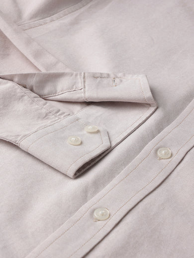 Dockers Men's Beige Oxford Smart Casual Full Sleeve Shirt