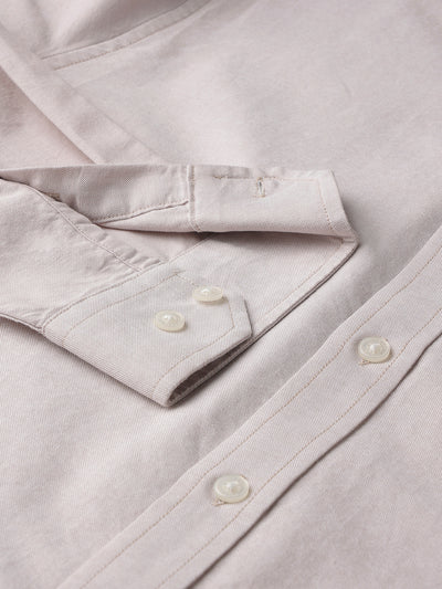 Dockers Men's Beige Oxford Smart Casual Full Sleeve Shirt