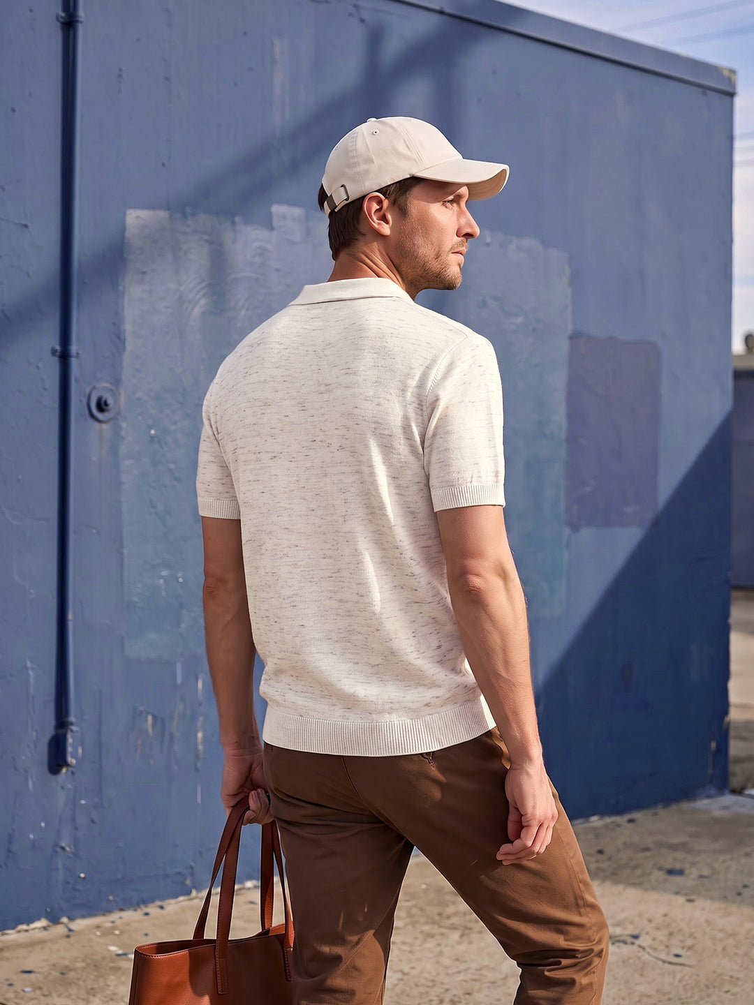 Dockers Men's Beige Self-Design Polo T-Shirt