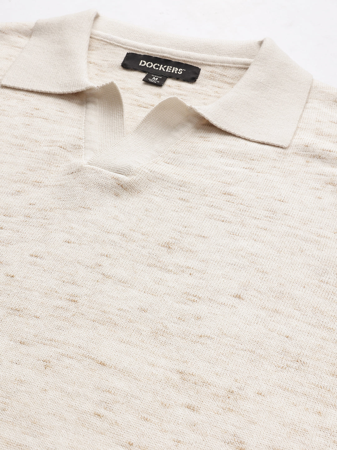 Dockers Men's Beige Self-Design Polo T-Shirt