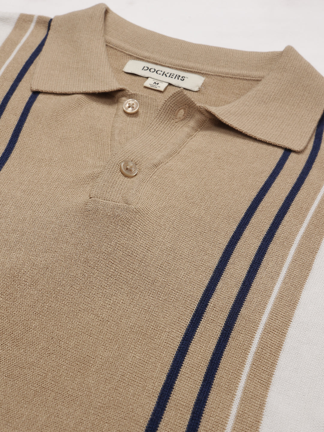 Dockers Men's Beige Striped Polo T-Shirt