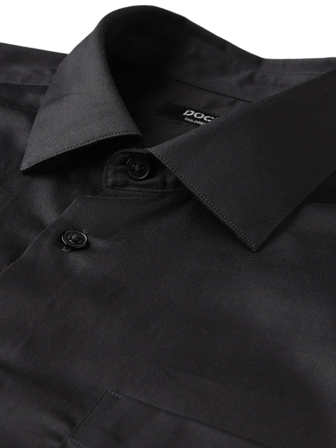 Dockers Men's Black Cotton Office Shirt – Spread Collar, Regular Fit