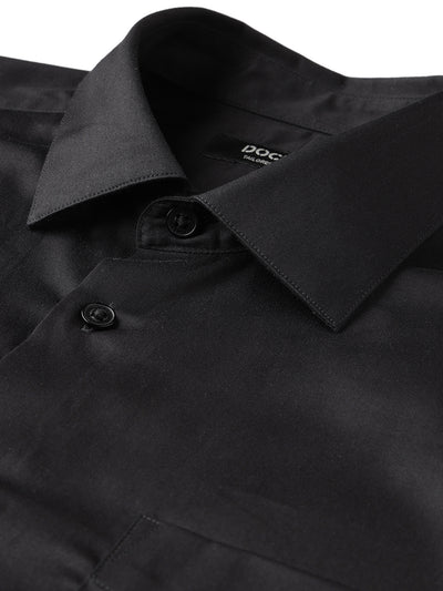 Dockers Men's Black Cotton Office Shirt – Spread Collar, Regular Fit