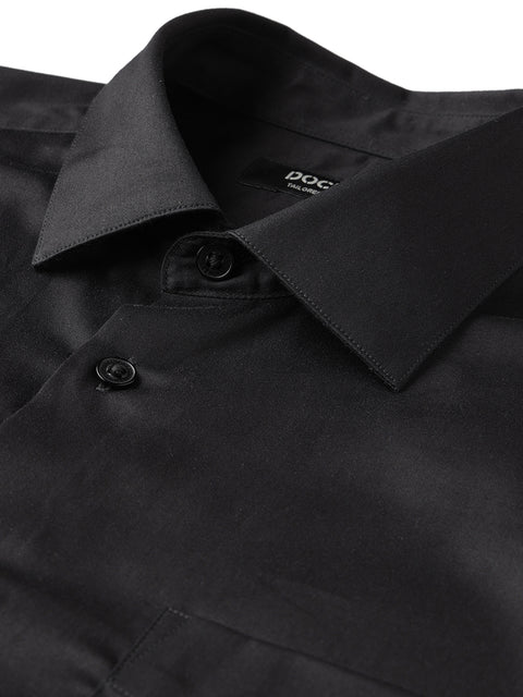 Dockers Men's Black Cotton Office Shirt – Spread Collar, Regular Fit