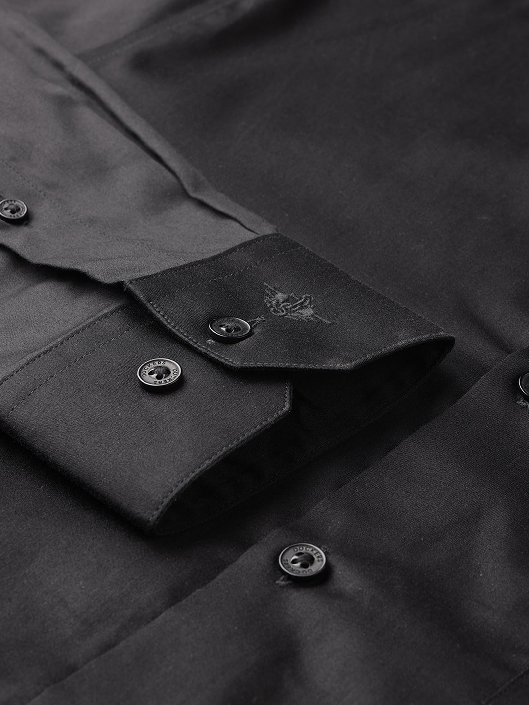 Dockers Men's Black Cotton Office Shirt – Spread Collar, Regular Fit