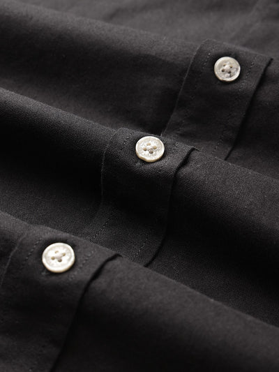 Dockers Men's Black Solid Mandarin Collar Shirt