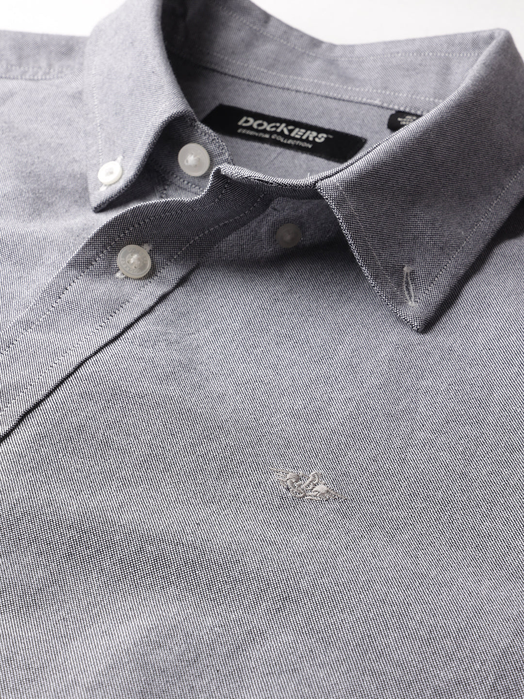 Dockers Men's Black Textured Oxford Button-Down Full Sleeve Shirt