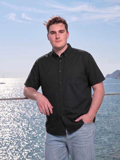 Dockers Men's Black Twill Button-Down Half Sleeve Shirt