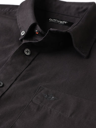 Dockers Men's Black Twill Button-Down Half Sleeve Shirt