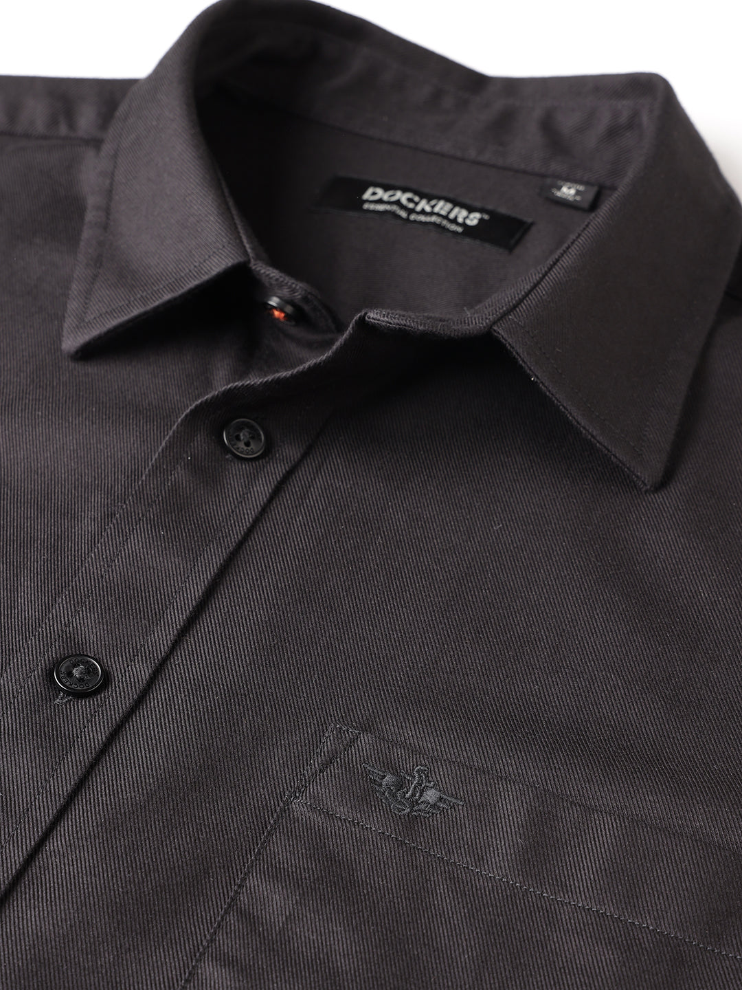 Dockers Men's Black Twill Spread Collar Full Sleeve Shirt