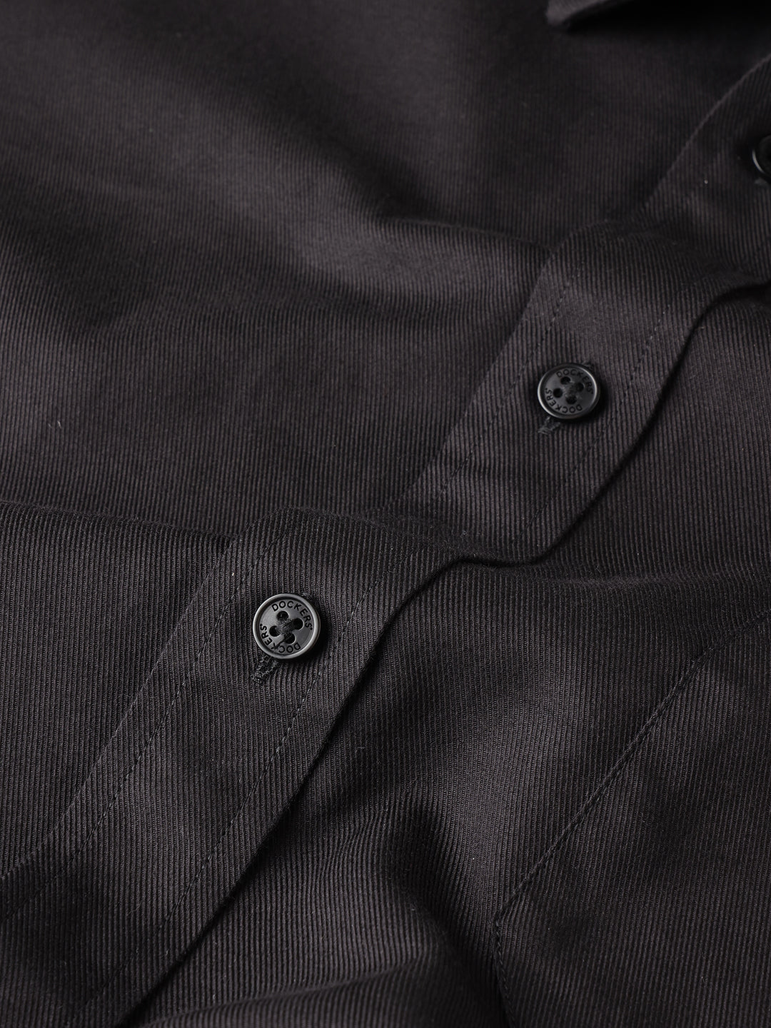 Dockers Men's Black Twill Spread Collar Full Sleeve Shirt