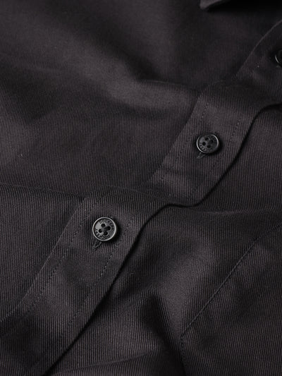 Dockers Men's Black Twill Spread Collar Full Sleeve Shirt