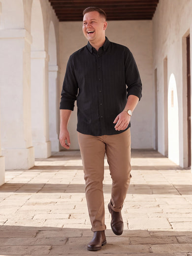 Dockers Men's Black Striped Button-Down Full Sleeve Shirt