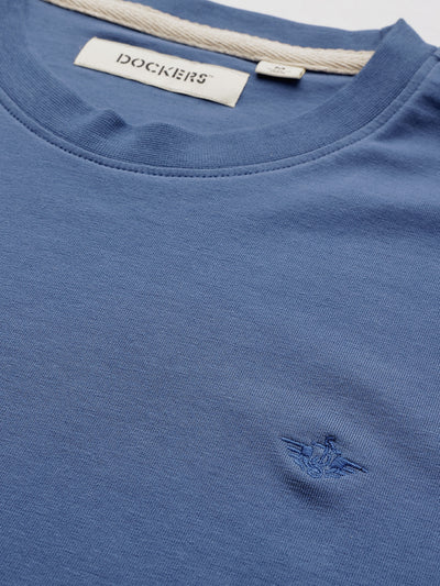 Dockers Men's Blue Logo Round Neck T-Shirt
