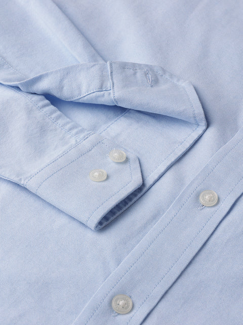 Dockers Men's Blue Oxford Button-Down Full Sleeve Casual Shirt