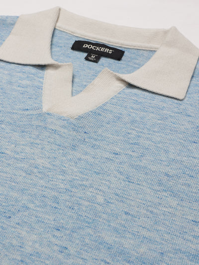Dockers Men's Blue Solid Polo T-Shirt