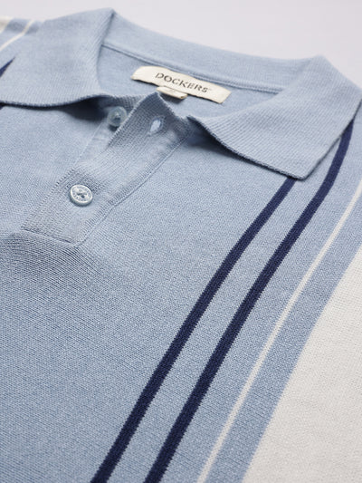 Dockers Men's Blue Striped Polo T-Shirt