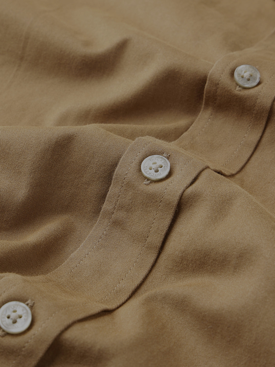 Dockers Men's Brown Twill Button-Down Half Sleeve Shirt