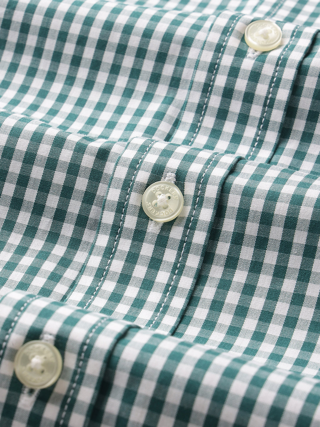 Dockers Men's Green Gingham Check Button-Down Full Sleeve Shirt