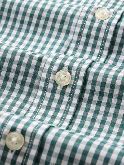 Dockers Men's Green Gingham Check Button-Down Full Sleeve Shirt