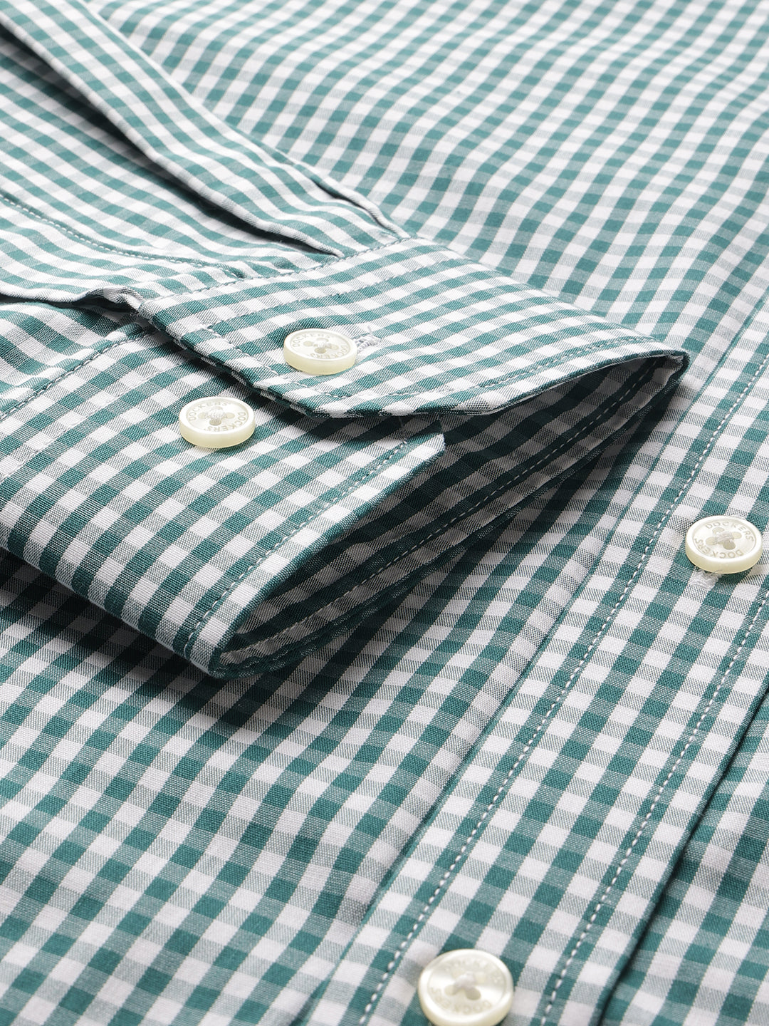 Dockers Men's Green Gingham Check Button-Down Full Sleeve Shirt