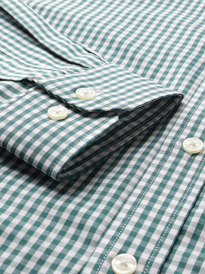 Dockers Men's Green Gingham Check Button-Down Full Sleeve Shirt
