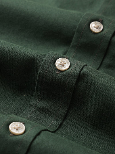 Dockers Men's Green Oxford Band Collar Shirt