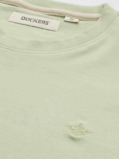 Dockers Men Green Regular Fit Short Sleeves Crew Neck Solid T-Shirt