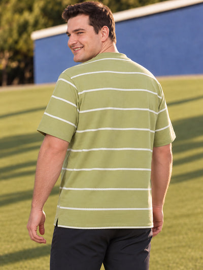 Dockers Men Green Regular Fit Short Sleeves Crew Neck Striped T-Shirt