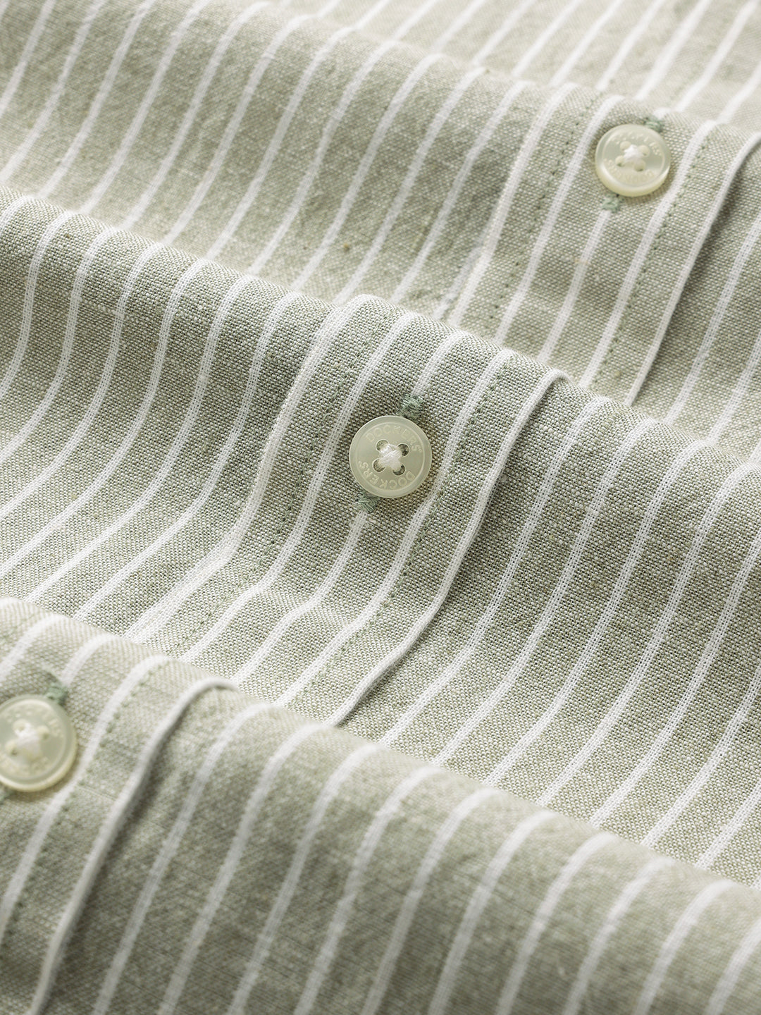 Dockers Men's Green Striped Cotton-Linen Button-Down Full Sleeve Shirt