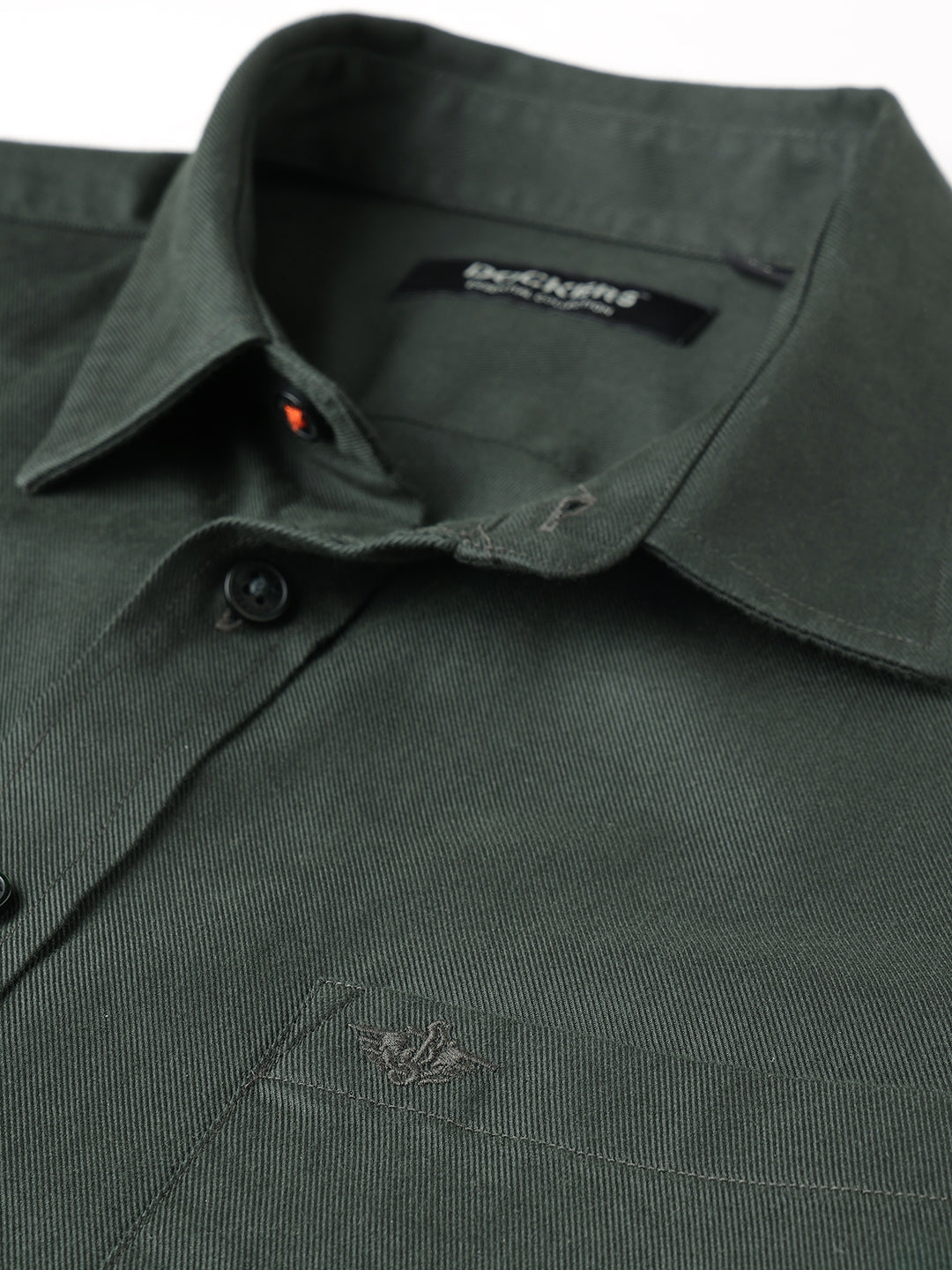 Dockers Men's Green Twill Button-Down Full Sleeve Shirt