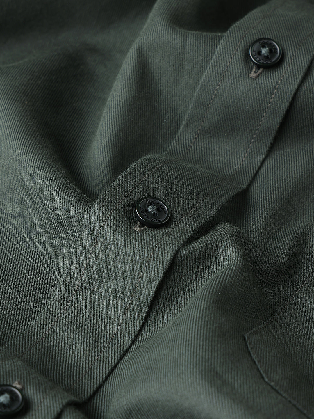 Dockers Men's Green Twill Button-Down Full Sleeve Shirt
