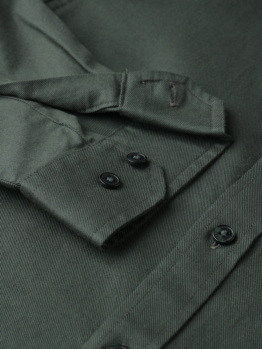 Dockers Men's Green Twill Button-Down Full Sleeve Shirt