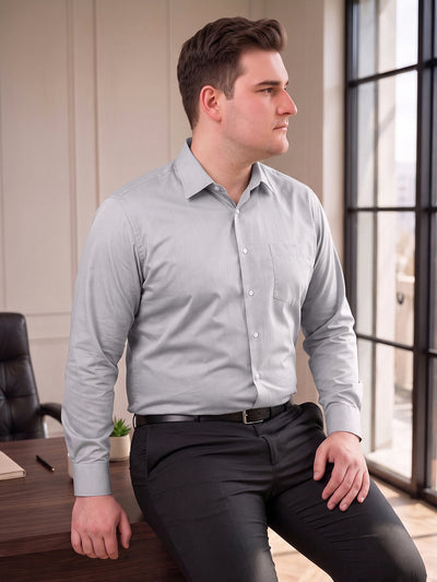 Dockers Men's Grey Cotton Office Shirt – Spread Collar, Regular Fit