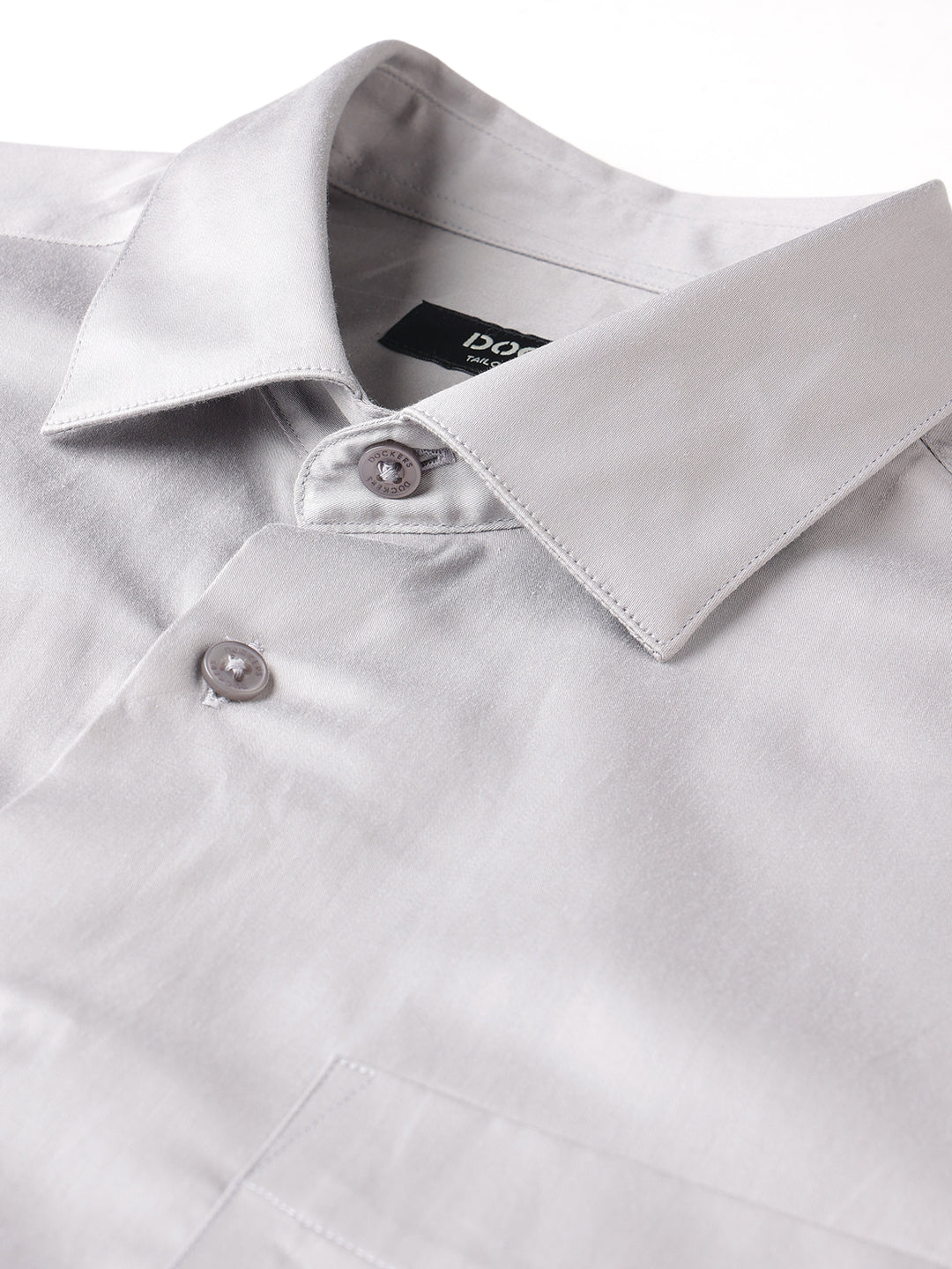 Dockers Men's Grey Cotton Office Shirt – Spread Collar, Regular Fit